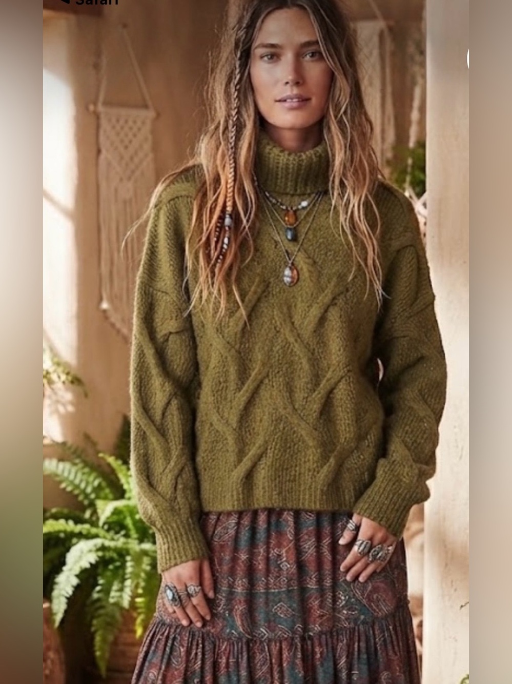 Madewell Cable Knit Turtleneck Sweater - Olive Green